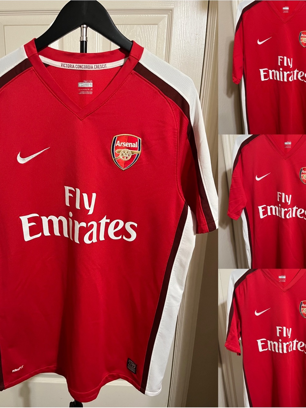 Lot of 4 Nike Arsenal FC Fly Emirates Soccer Jersey Numbers 13 5 6 12 Size L